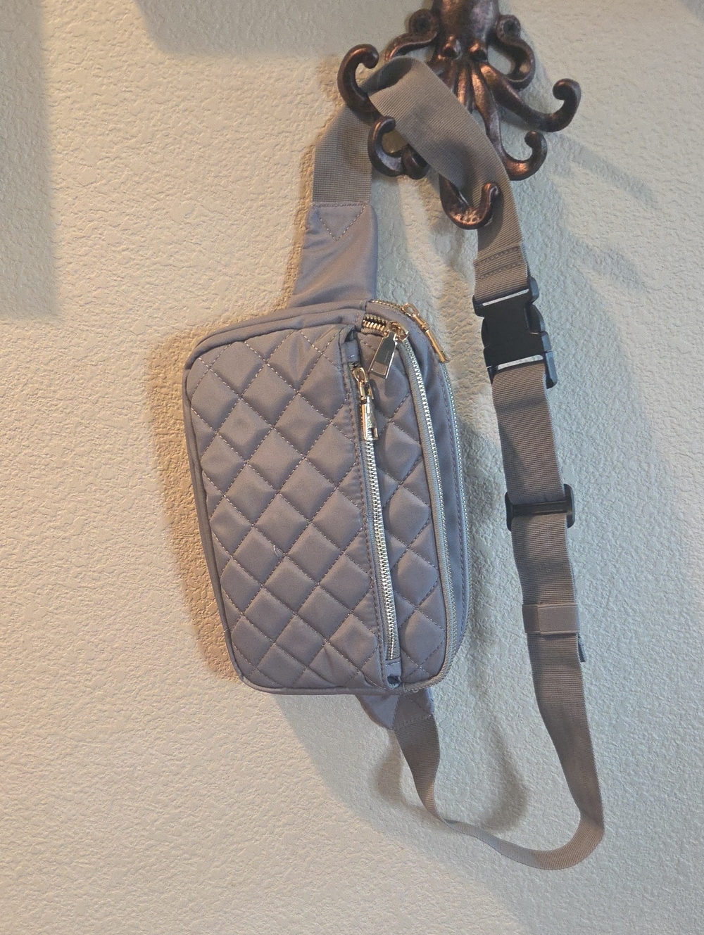 Quilted Crossbody Sling Bag - Gray